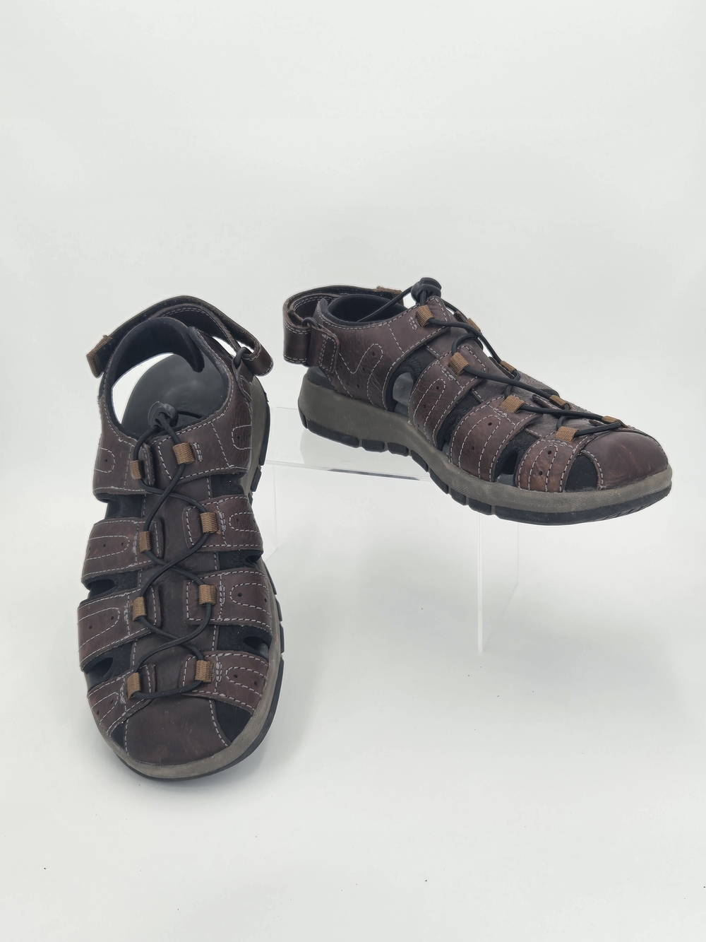 Clarks Brixby Cove Fisherman Men's Brown Leather Closed-Toe Sandals Size 9